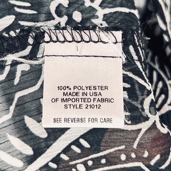 TravelSmith Boho Floral Black White Button Front Sheer Blouse Medium - Picture 5 of 5